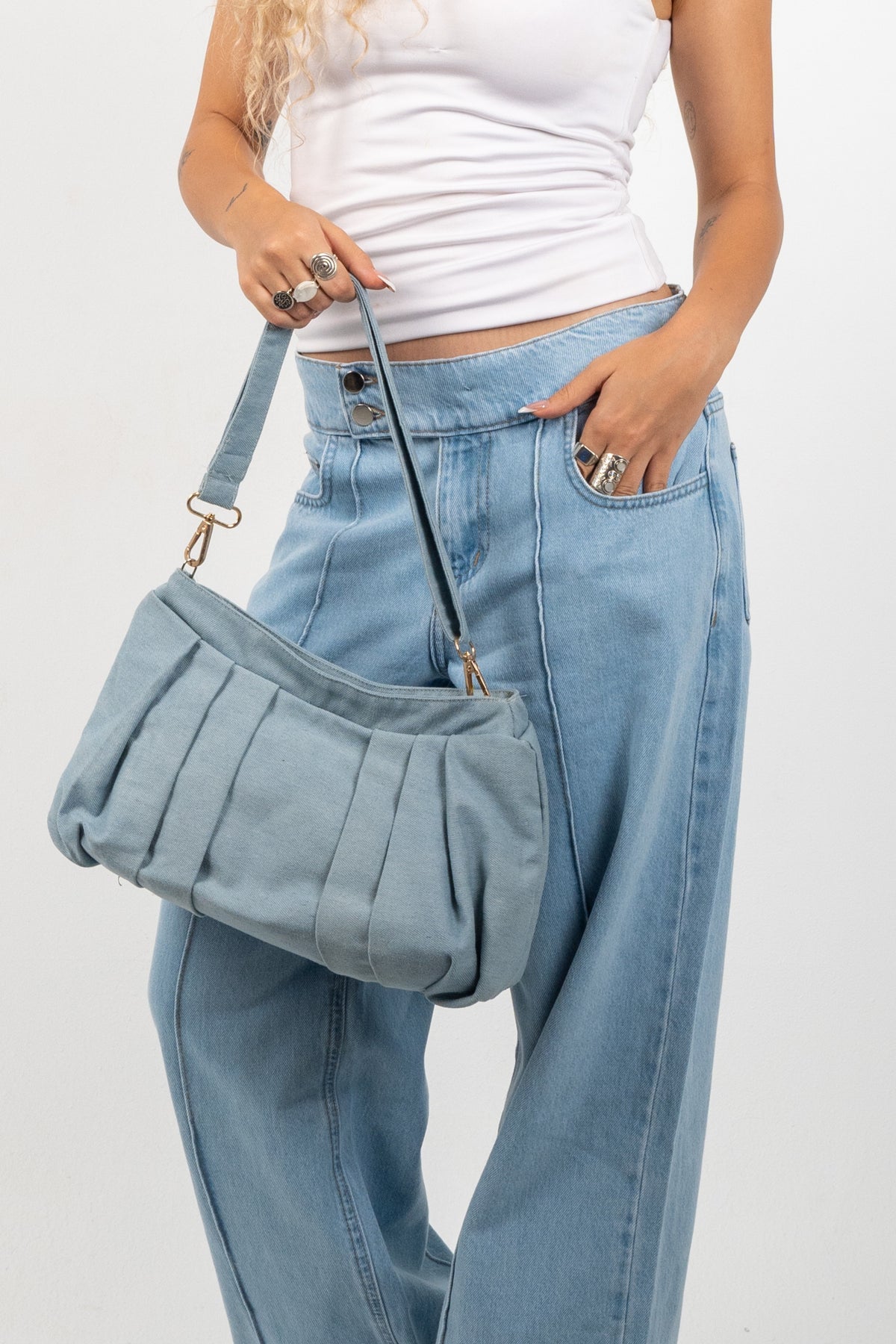 Blush Hand Bag, worn on the shoulder