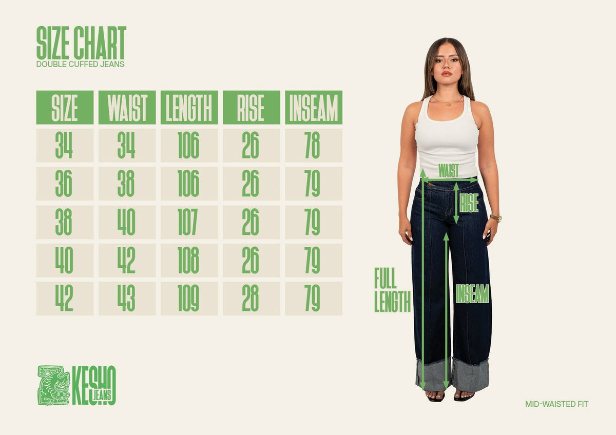 Kesho Jeans size chart