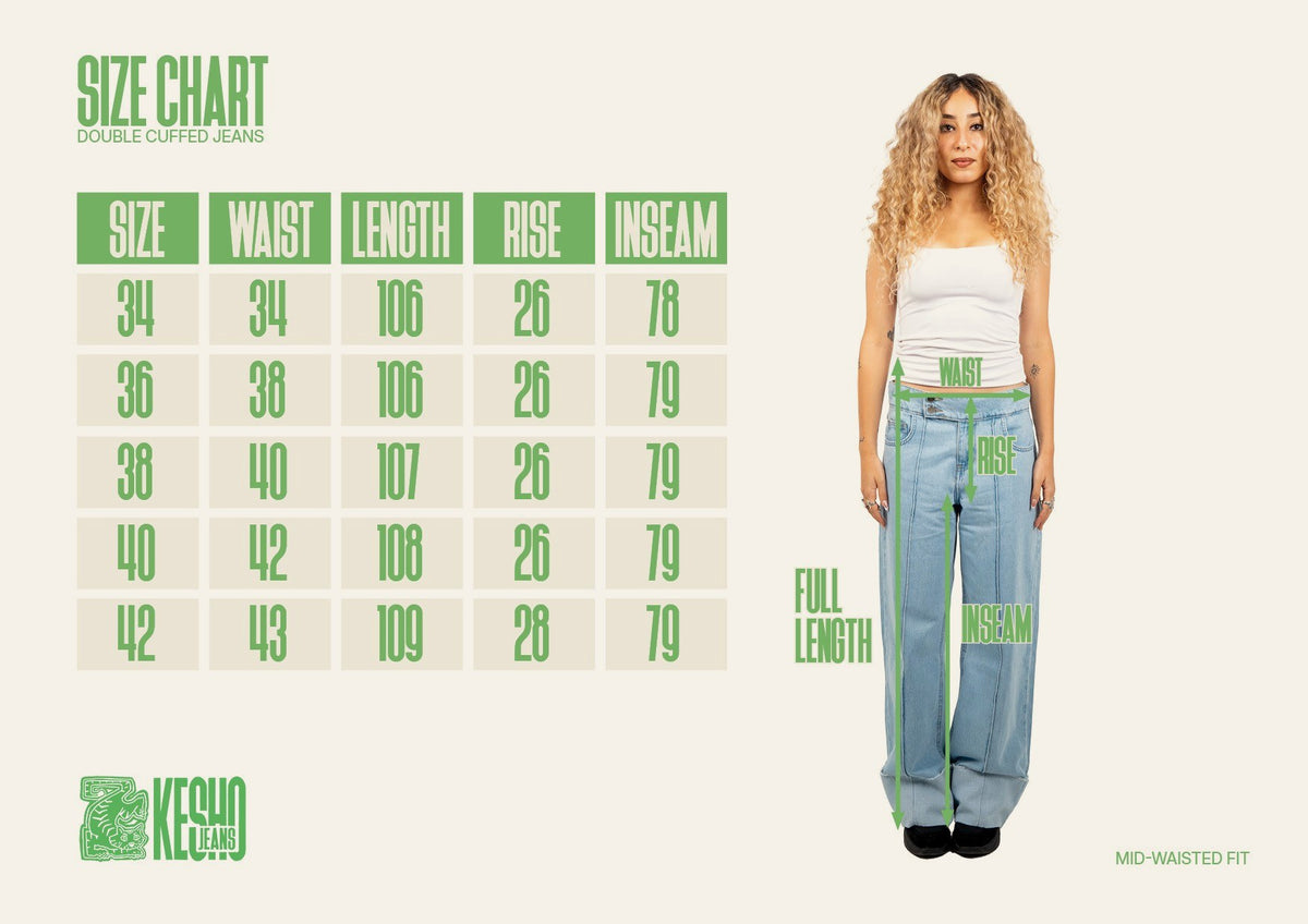 Kesho Jeans size chart